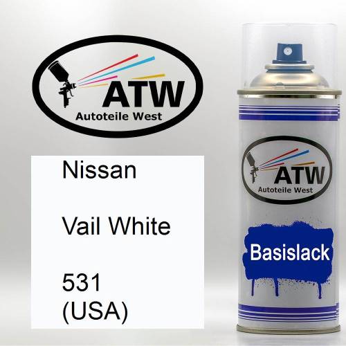 Nissan, Vail White, 531 (USA): 400ml Sprühdose, von ATW Autoteile West.